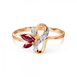 Т141015766 золотое кольцо с рубинами и бриллиантами