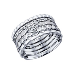Наборное кольцо из серебра с фианитами