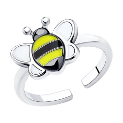 Детское кольцо Пчелка из серебра с эмалью