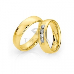Т-28791 золотые парные обручальные кольца (ширина 6 мм.) (цена за пару)