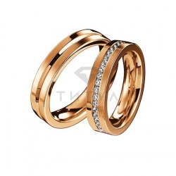 Т-28993 золотые парные обручальные кольца (ширина 5 мм.) (цена за пару)