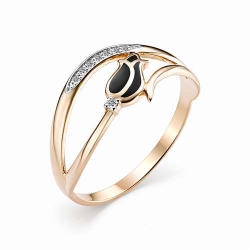 Женское золотое кольцо с эмалью и бриллиантом