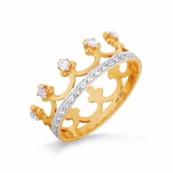 Золотое кольцо Корона с фианитами
