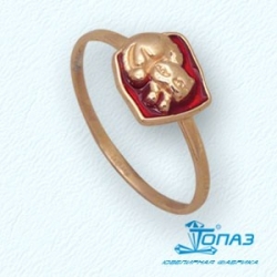 Детское золотое кольцо Котенок с эмалью