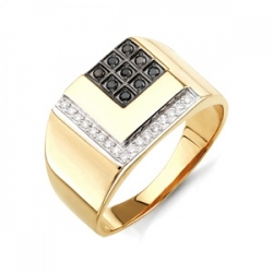 Мужское золотое кольцо с черными бриллиантами