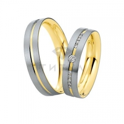 Т-28396 золотые парные обручальные кольца (ширина 5 мм.) (цена за пару)