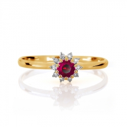 Т141017049 золотое кольцо с рубином и бриллиантом