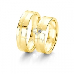 Т-28393 золотые парные обручальные кольца (ширина 6 мм.) (цена за пару)