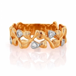 Золотое кольцо Растительное с фианитами