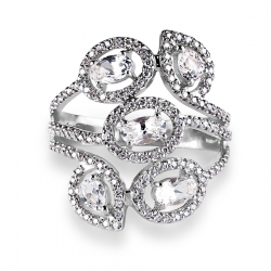 Т301014672 кольцо из белого золота с топазами, бриллиантами
