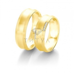 Т-28600 золотые парные обручальные кольца (ширина 6 мм.) (цена за пару)