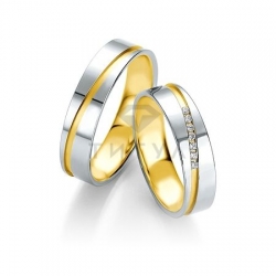 Т-28452 золотые парные обручальные кольца (ширина 5 мм.) (цена за пару)