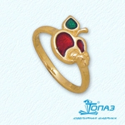 Детское кольцо Яблоко из желтого золота с эмалью