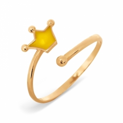 Золотое кольцо Корона с эмалью