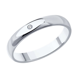Обручальное кольцо из серебра с бриллиантом SOKOLOV