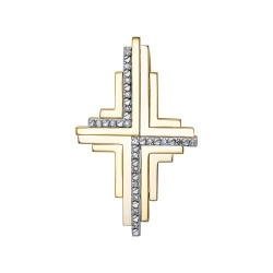 Подвеска-крест из желтого золота с бриллиантами