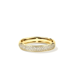 Женское кольцо из желтого золота с россыпью камней 