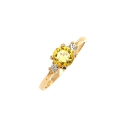 Детское кольцо  из желтого золота с цитрином и фианитом