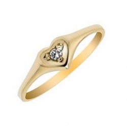 Детское кольцо "Сердце"  из желтого золота с бриллиантом