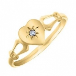 Детское кольцо "Сердце"  из желтого золота с бриллиантом
