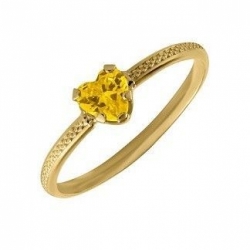 Детское кольцо "Сердце"  из желтого золота с цитрином