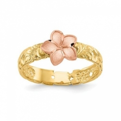 Детское кольцо в виде Цветочка  из комбинированного золота 