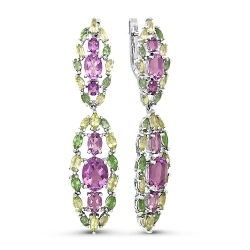 Серьги из серебра цветными камнями
