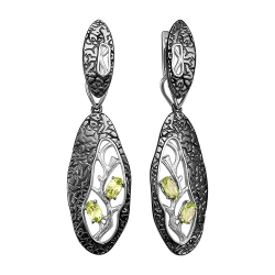 Серьги из серебра с хризолитами