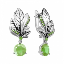 Серьги из серебра с хризолитами