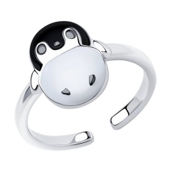 Детское кольцо Пингвин из серебра с эмалью