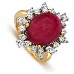 Кольцо из желтого золота с бриллиантами и рубином 8,8 карат