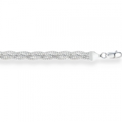 Серебряный браслет Париджина косичка из 5-и цепочек с алмазной гранью