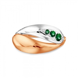 Т131018369-1 золотое кольцо с изумрудом