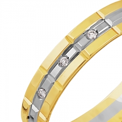 Т931611496 кольцо обручальное из комбинированного золота с бриллиантами
