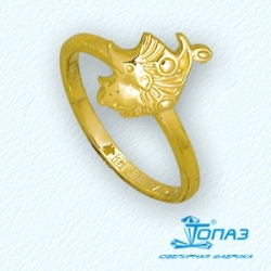 Детское кольцо Ежик из желтого золота