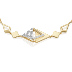 Браслет с принтом «Клетка» из комбинированного золота с фианитами
