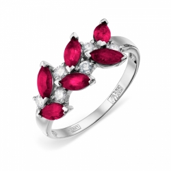 Женское кольцо из белого золота с рубином и бриллиантом
