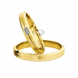 Т-26815 золотые парные обручальные кольца (ширина 3 мм.) (цена за пару)