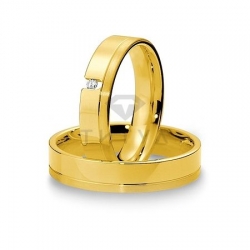 Т-28001 золотые парные обручальные кольца (ширина 5 мм.) (цена за пару)