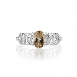 Т301015890 кольцо из белого золота с раухтопазом и бриллиантом
