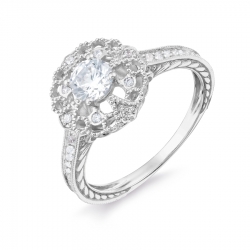 Т331017685 кольцо из белого золота с топазом swarovski, бриллиантами