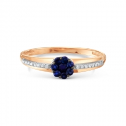 Т131017697 золотое кольцо с сапфирами, бриллиантами