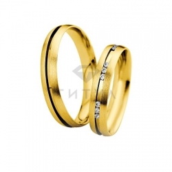 Т-27262 золотые парные обручальные кольца (ширина 4 мм.) (цена за пару)