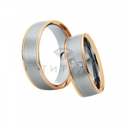 Т-28883 золотые парные обручальные кольца (ширина 7 мм.) (цена за пару)