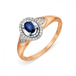 Т146618598 золотое кольцо с сапфиром и бриллиантом