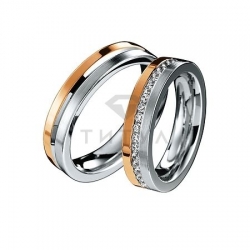 Т-28993 золотые парные обручальные кольца (ширина 5 мм.) (цена за пару)