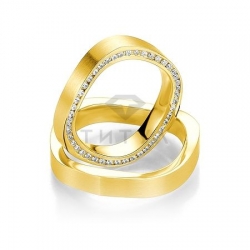 Т-28987 золотые парные обручальные кольца (ширина 5 мм.) (цена за пару)
