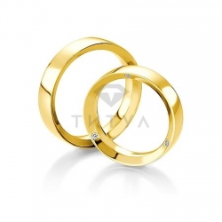 Т-28537 золотые парные обручальные кольца (ширина 5 мм.) (цена за пару)