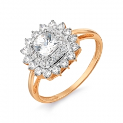 Т147017754 золотое кольцо с swarovski zirconia