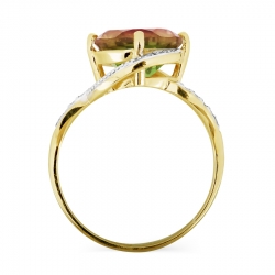 Т947016575 кольцо из желтого золота с султанитом ситалл, фианитами
